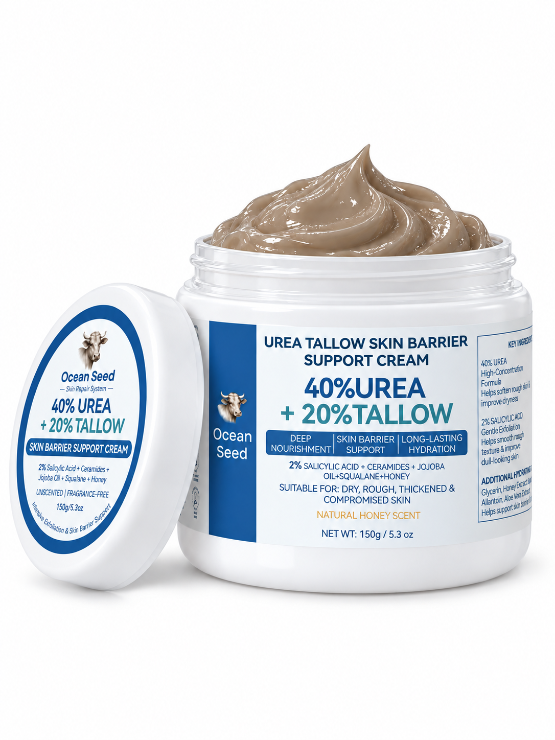 Ocean Seed Urea Tallow Skin Barrier Support Cream 40% Urea 20% Tallow for Dry Rough Thickened Skin 150g