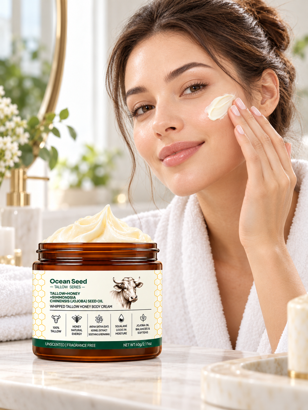Butter with Honey, Squalane & Jojoba Oil, Nourishing Moisturizer for Men & Women, Unscented