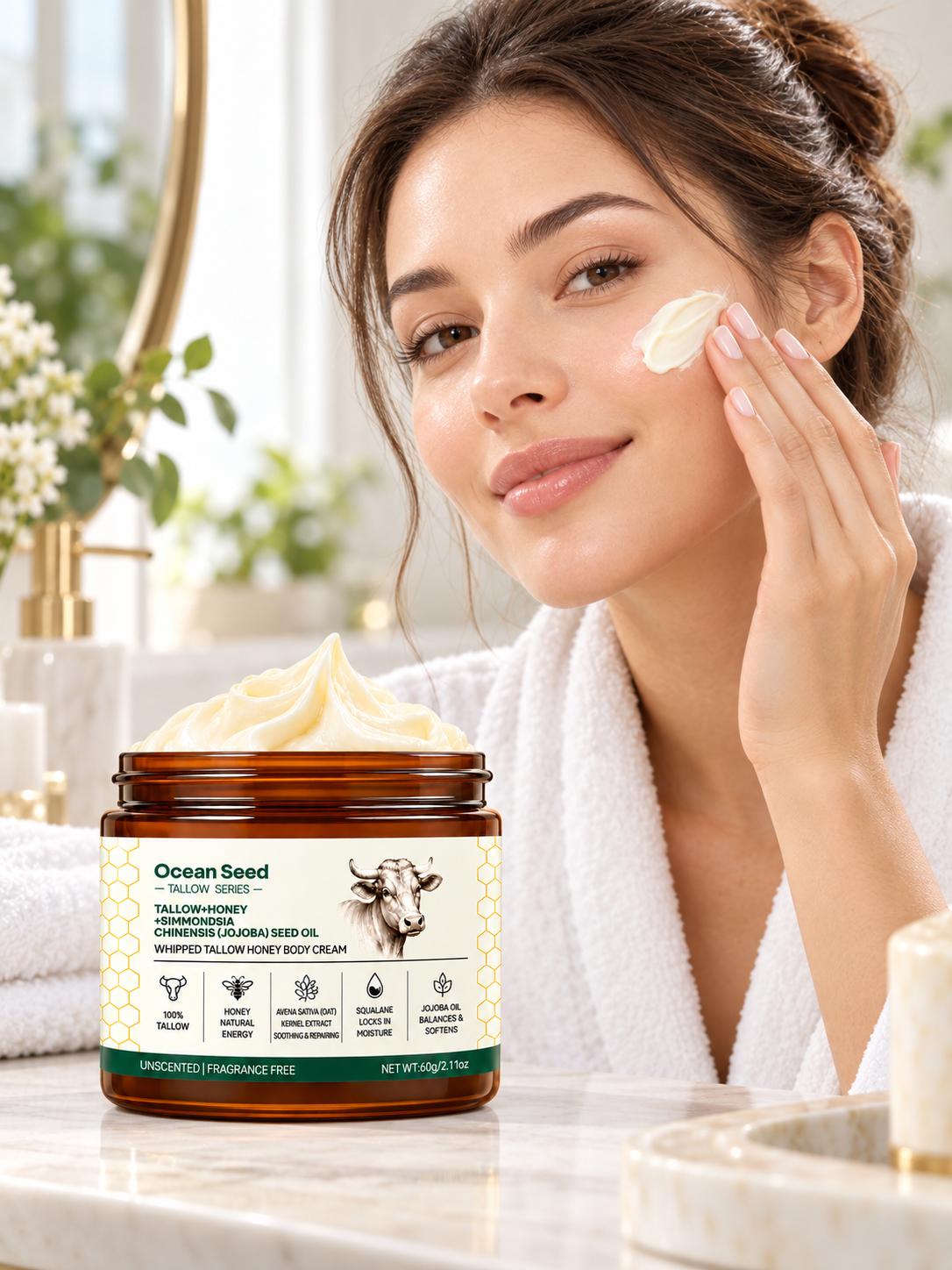 Butter with Honey, Squalane & Jojoba Oil, Nourishing Moisturizer for Men & Women, Unscented